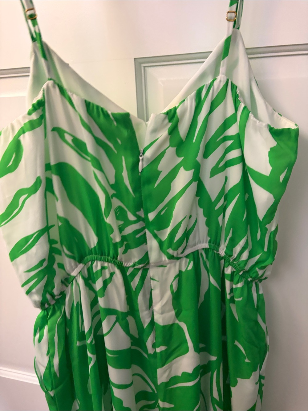 Lilly Pulitzer for Target Green and White Leaf-Print Spaghetti-Strap Jumpsuit, M - Picture 4 of 4